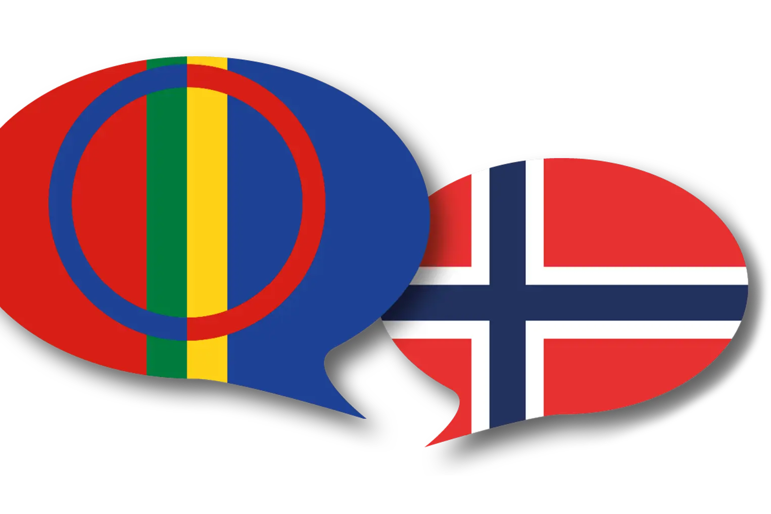 Illustrasjon av samisk og norsk snakkeboble.